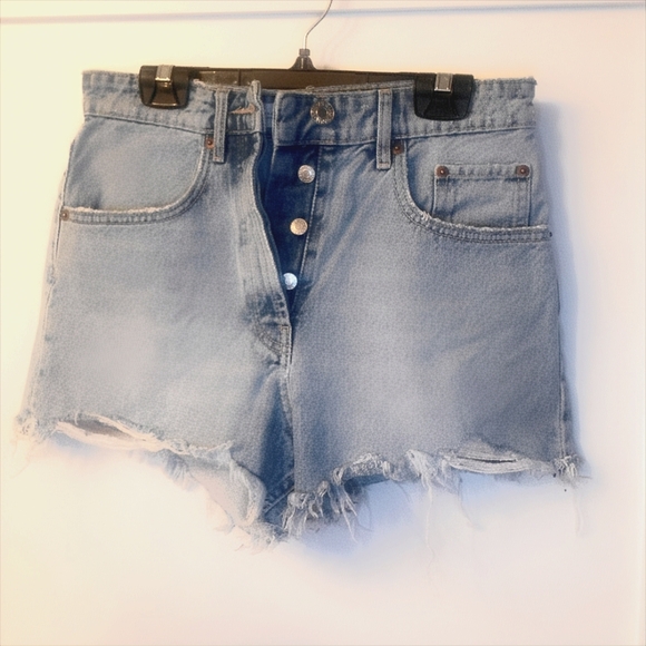 Zara button fly blue denim jean shorts size 4 - Picture 1 of 3